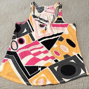 Relativity Geometric Tank Top — Pink, Black & Mustard